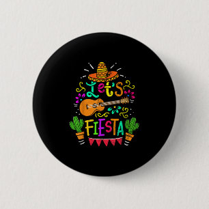 Vintage Cinco De Mayo Cactus Sombrero Guitar 6 Cm Round Badge