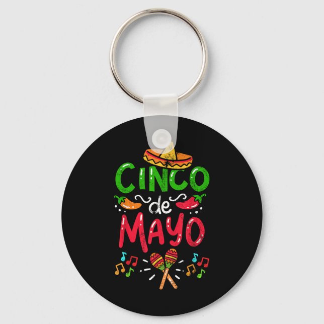 Vintage Cinco De Mayo Mexico  Key Ring (Front)