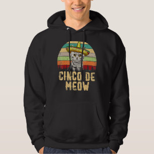 Vintage Cinco De Meow Mexico Mayo Cats Cinco De Ma Hoodie