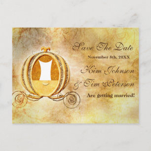 Vintage Cinderella Save The Date Wedding Postcard