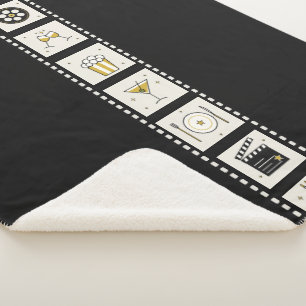 Vintage Cinema Film Strip Table Runner Sherpa Blanket