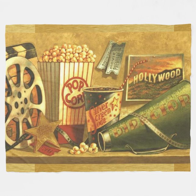 Vintage Cinema Fleece Blanket (Front (Horizontal))