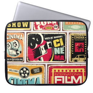 Vintage cinema tin signs collection. Movie industr Laptop Sleeve