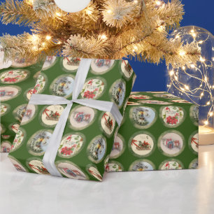 Vintage circle ornaments wrapping paper