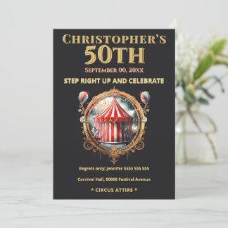 Vintage Circus 50th Birthday Invitation