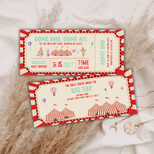 Vintage Circus Animal Ticket Carnival Baby shower Invitation