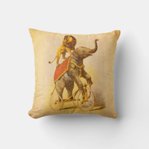Vintage Circus Art Throw Pillow