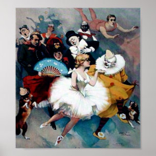 Vintage Circus Ballerina Clown poster