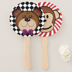 Vintage Circus Bear and Monkey Fans