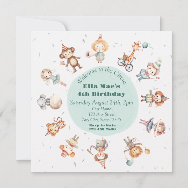 Vintage Circus Birthday Invitation (Front)
