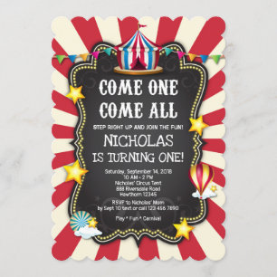 Vintage Circus Birthday Invitation
