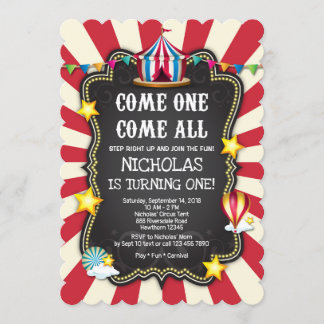 Vintage Circus Birthday Invitation