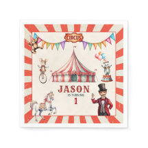 Vintage Circus Carnival Birthday Paper Napkin