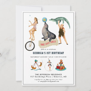 Vintage Circus Carnival Birthday Party Invitation