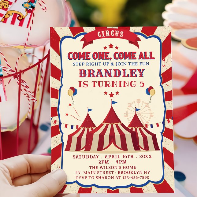 Vintage Circus Carnival Birthday Party Invitation (Creator Uploaded)