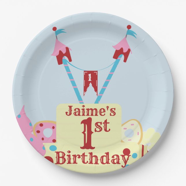 Vintage Circus Carnival Cake Any Age Paper Plate (Front)