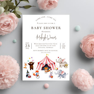 Vintage Circus Carnival cute Animal Baby Shower Invitation