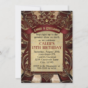 Vintage Circus Carnival Elegant Wedding Invitation