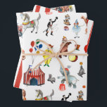 Vintage Circus Carnival Festival Show Kids Gift Wrapping Paper Sheet<br><div class="desc">It's not just the present that has to be fun! This colourful circus themed wrapping paper will bring joy to all. Design features watercolor vintage retro circus illustrations which is a great theme for kids birthday parties. Perfect for all ages and any gender.</div>