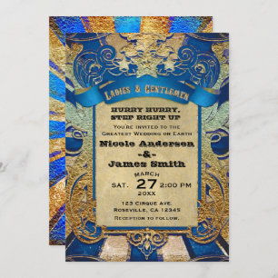 Vintage Circus Carnival Showtime Royal Blue & Gold Invitation
