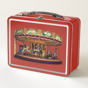 Vintage Circus Carousel Metal Lunch Box