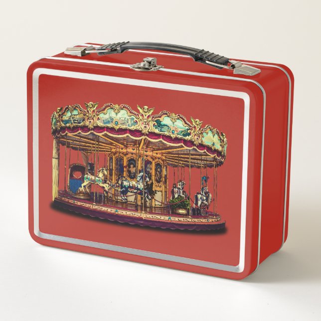 Vintage Circus Carousel  Metal Lunch Box (Front)