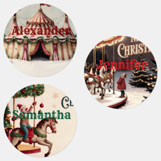 Vintage Circus Christmas Gift Tags