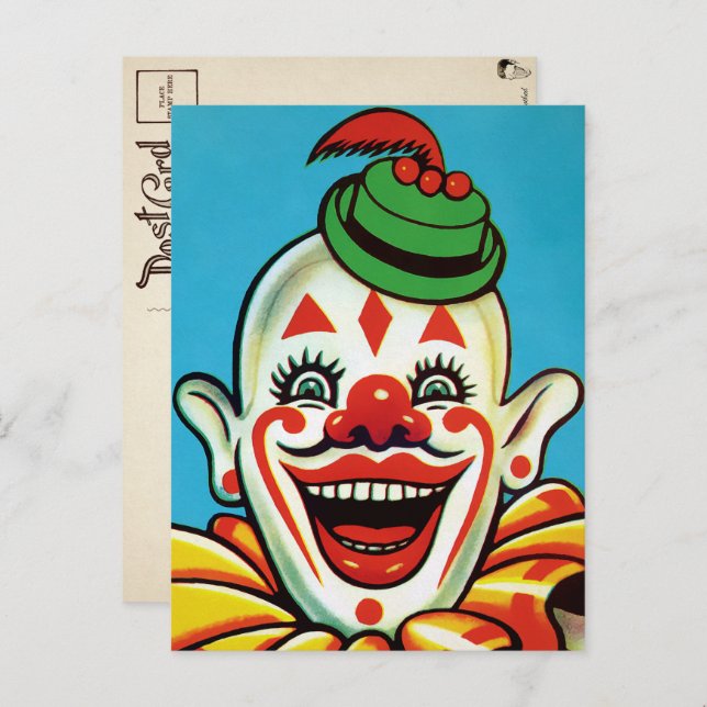 Vintage Circus Clown Art Postcard (Front/Back)