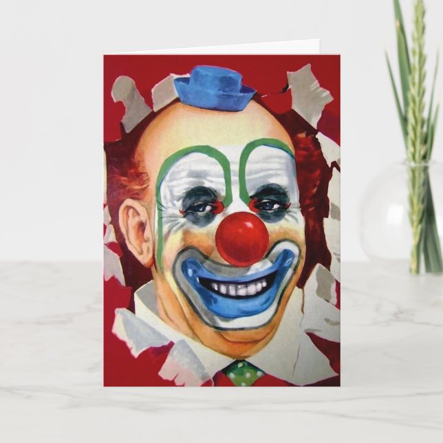 Vintage Circus Clown Birthday Card (Front)