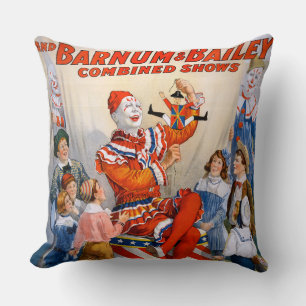 Vintage Circus Clown Show Cushion