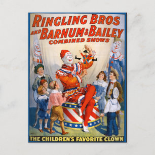Vintage Circus Clown Show Postcard