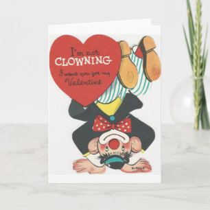 Vintage Circus Clown Valentine Holiday Card