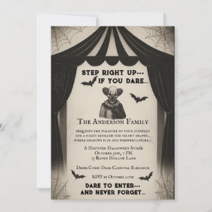 Vintage Circus   Dark Carnival Soirée Halloween  Invitation