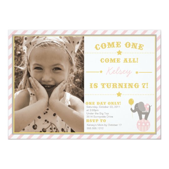 Vintage Circus Elephant - 7th Birthday Card