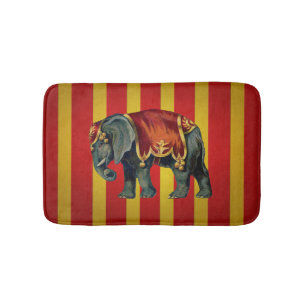 vintage circus elephant bath mat