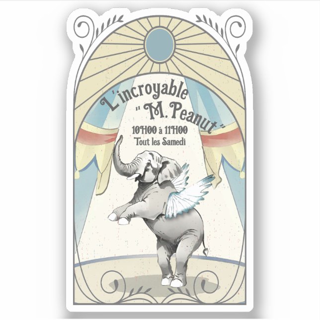 Vintage circus elephant performing animal French (Front)