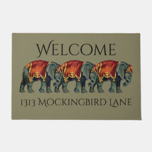 Vintage Circus Elephant Personalise Doormat