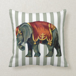 Vintage Circus Elephant Your Stripe Colour Cushion