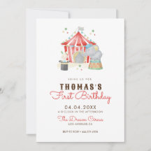 Vintage Circus First Birthday Party Invitation