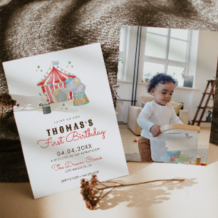 Vintage Circus First Birthday Party Invitation