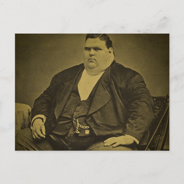 Vintage Circus Freak Sideshow Fat Man Postcard (Front)