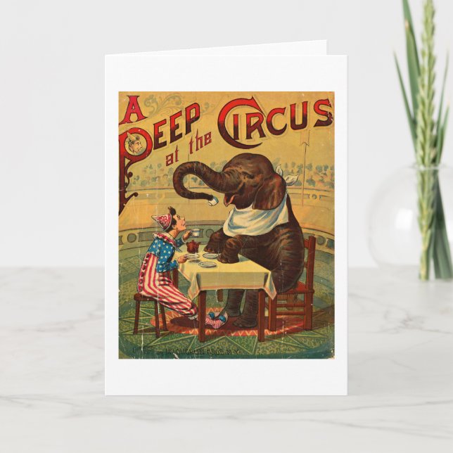 Vintage Circus Illustration Art Old Antique Card (Front)