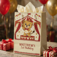 Vintage Circus Lion Cub Personalised Birthday