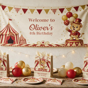 Vintage Circus Lion Cub Personalised Welcome Banner