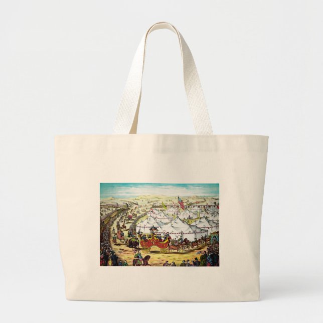 Vintage Circus Parade Large Tote Bag (Front)