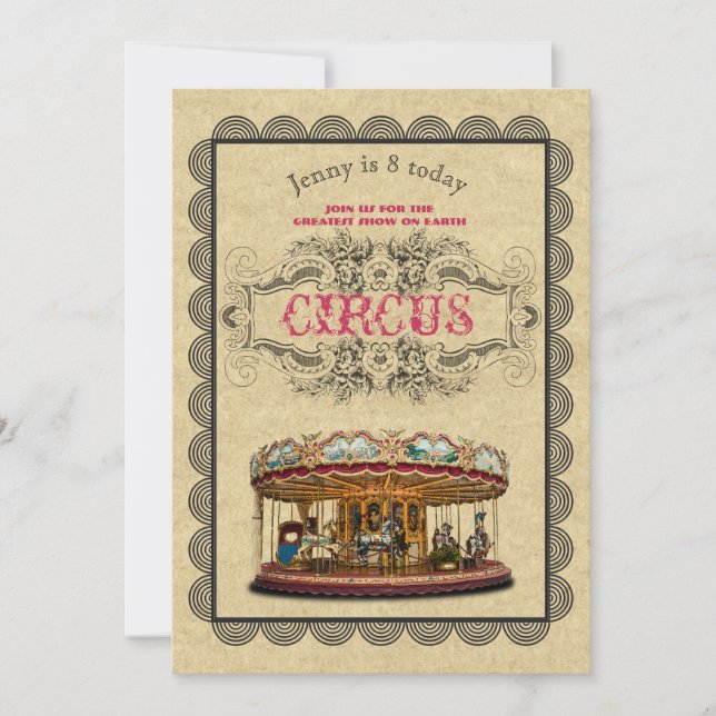 Vintage CIRCUS Party Invitation Rustic (Front)