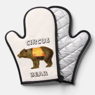 Vintage circus performing bear oven mitt