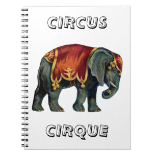 Vintage circus performing elephant circus  ,  notebook
