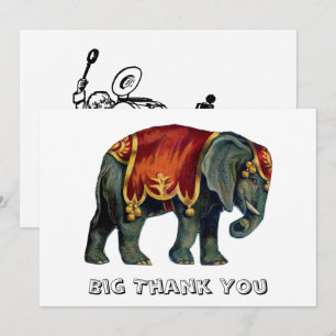 Vintage circus performing elephant circus  ,  thank you card
