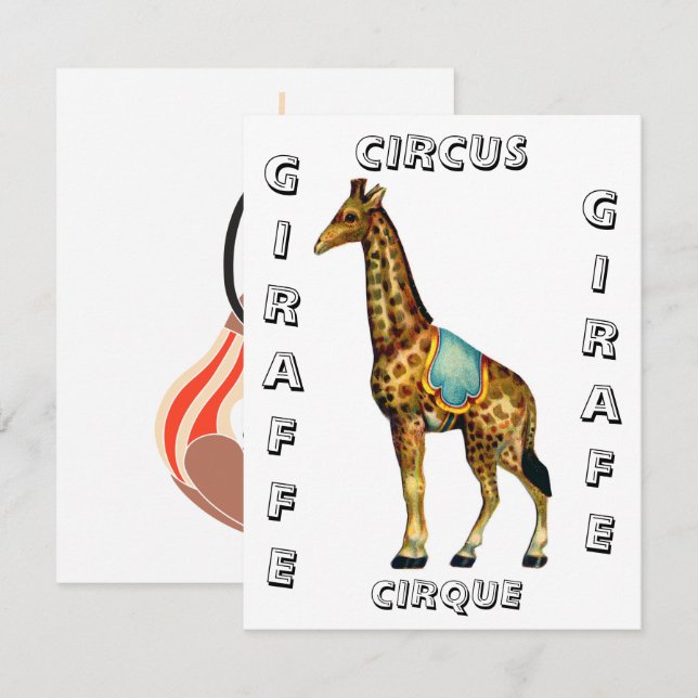 Vintage circus performing giraffe card (Front/Back)